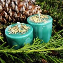 Blessed Yule Spell Candles - Two - 2 Winter Solstice Christmas Holiday Loaded Herbal Votive - thumbnail 2