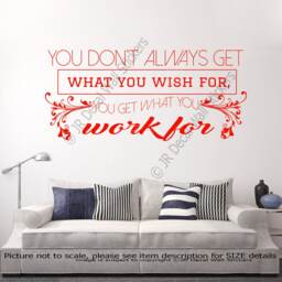 Inspirational Quote Wall Decal - Work For Your Wishes, Office Decor - thumbnail 3