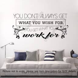 Inspirational Quote Wall Decal - Work For Your Wishes, Office Decor - thumbnail 2