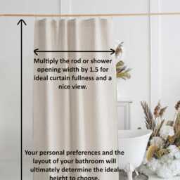 Linen Shower Curtain With Waterproof Liner, Extra Long Back Tabs, Wide Bathtub Curtain, Custom Clawfoot Tub - thumbnail 3