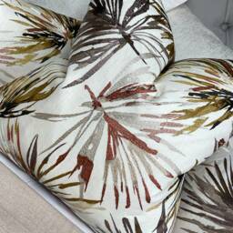 Decorative Pillow, Cushion Cover Designer Harlequin Aucuba Embroidered Leaf Palm Design/Linen Blend Base Made in UK - Double Sided - thumbnail 2