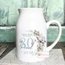 Personalised Gift Birthday Special Milestone 21 30 40 50 60 70 Any Age Floral Ceramic Small Vase Jug Mug Mum Friend Nanny - thumbnail 2