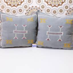 Ddp_Set Of 2 New Moroccan Pillows 100% Silk, Absolutely Gorgeous Pillow Berber Home Design Handmade Kilim With Zipper 2P48 - thumbnail 2