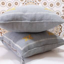 Ddp_Set Of 2 New Moroccan Pillows 100% Silk, Absolutely Gorgeous Pillow Berber Home Design Handmade Kilim With Zipper 2P48 - thumbnail 3