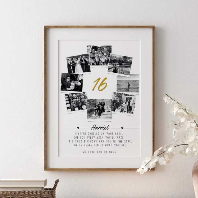 Personalised 16Th Birthday Photo Collage, Sweet 16 Celebration Gift, Son Daughter Sentimental Framed Keepsake - image 1