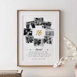Personalised 16Th Birthday Photo Collage, Sweet 16 Celebration Gift, Son Daughter Sentimental Framed Keepsake - thumbnail 1