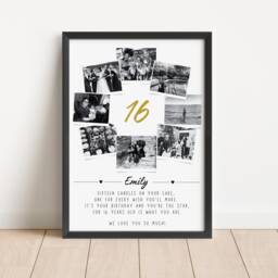 Personalised 16Th Birthday Photo Collage, Sweet 16 Celebration Gift, Son Daughter Sentimental Framed Keepsake - thumbnail 3