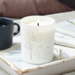 Personalised Birthday Candle Gift For Mum Floral Engraved Soy Wax - thumbnail 1