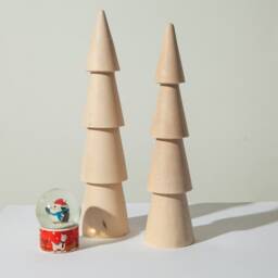 Wooden Set Of 2 Christmas Tree Scandinavian Style Primitive Home Decorative Japanese Decor Gift Rustic Table Holiday - thumbnail 2