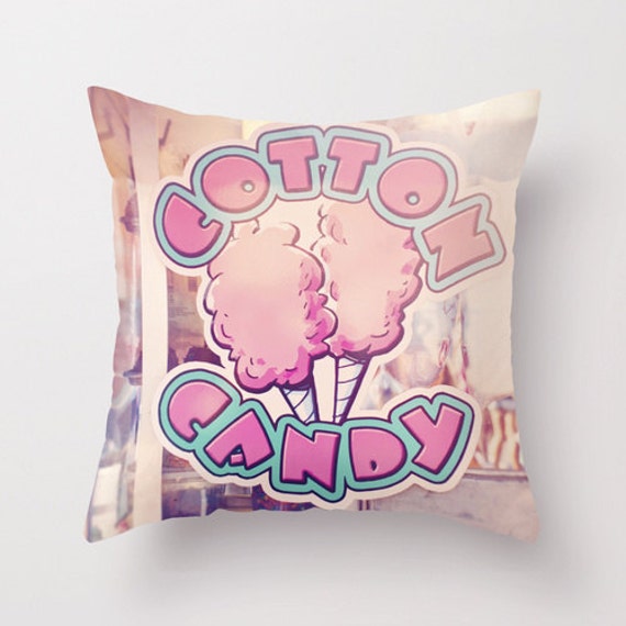 Pillow Carnival - Cotton Candy Pink Nursery Room Decor Children's Food Fair 16x16 18x18 20x20 Cover - image 1