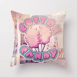 Pillow Carnival - Cotton Candy Pink Nursery Room Decor Children's Food Fair 16x16 18x18 20x20 Cover - thumbnail 1
