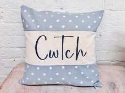 Costal Cwtch Square Cushion - Blue Dotty - thumbnail 1
