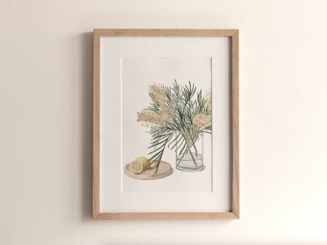 Grevillea & Lemons Art Print, Australian Farmhouse Illustration - image 1