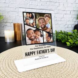 stepdad Fathers Day Gift Black Grid Photo Frame Personalised Acrylic Plaque - Gift, Custom - thumbnail 2