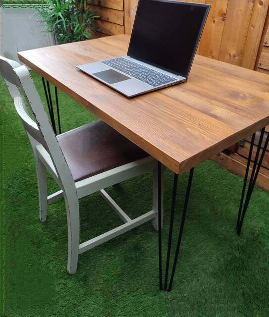Rustic Wooden Desk/Table-Work From Home - Hairpin Leg Desk-Home Office-Industrial - Reclaimed Wood - image 1