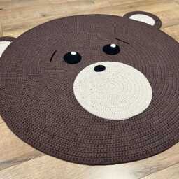 Teddy Bear Rug For Kid's Room, Play Mat Baby/Children, Crochet Nursery Carpet - thumbnail 2