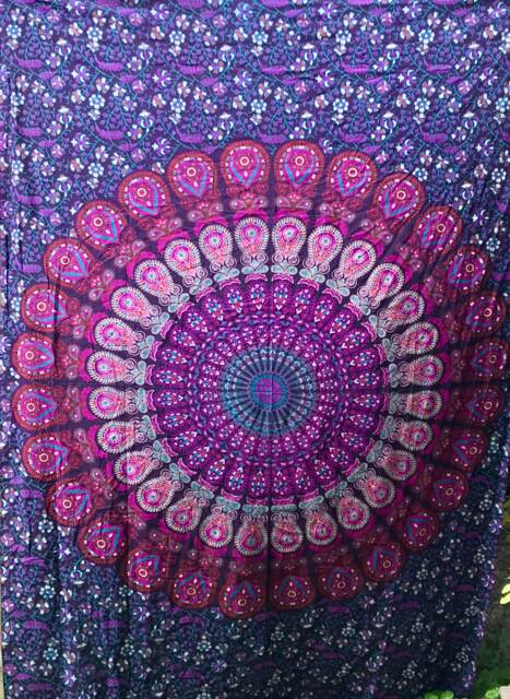 Purple Mandala Tapestry, Purple Wall Hanging, Bed Spread, Dorm Decor, Hippie Tapestry - image 1