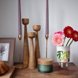 Hardwood Taper Candle Holders - Rustick Wooden Candlestick Pillar Holder Stand Home Decor Gift Hygge For Her - thumbnail 2