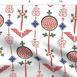 Hygge Curtain Panel - Minimalist Scandinavian Folk Art Home Decor Red & White Floral Custom Swedish Modern By Vinpauld - thumbnail 4