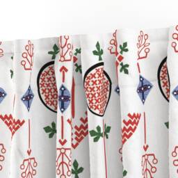 Hygge Curtain Panel - Minimalist Scandinavian Folk Art Home Decor Red & White Floral Custom Swedish Modern By Vinpauld - thumbnail 3