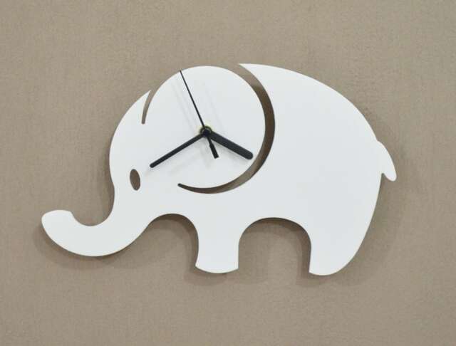 Elephant Kids Cartoon Silhouette - Wall Clock - image 1