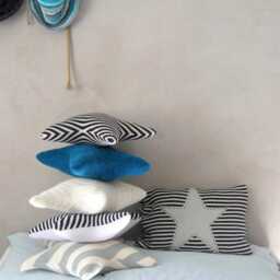 Coastal Pillow Star Shaped Beach Themed Home Decor Nautical House Floor Handmade Blue Throw Nursery - thumbnail 2