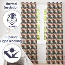 Watercolor Fantasy Mushrooms Floral Seamless Pattern Readymade Eyelet Ring Top Thermal 100% Blackout Curtains - thumbnail 3