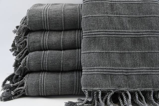 "stone Washed Peshtemal, Turkish Towel, Black Towel, Bohemian Towel, 33""x65" - image 1
