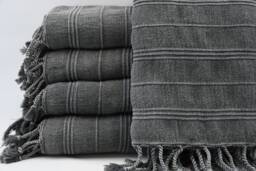"stone Washed Peshtemal, Turkish Towel, Black Towel, Bohemian Towel, 33""x65" - thumbnail 1