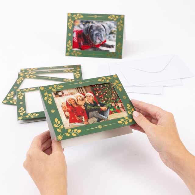 Christmas Photo Frame Cards & Envelopes Personalised Any Family Picture Pack Of 6 - image 1