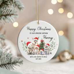 Personalised Christmas Ornament 2025 - Cute Woodland Animal Bauble Keepsake For Granddaughter, Grandson, Niece Or Nephew - thumbnail 3