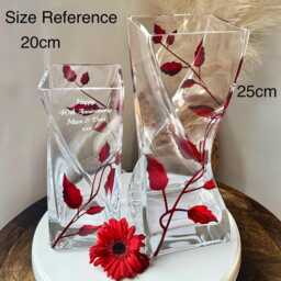 Engraved Silver Leaf Large Twist Vase - 25cm - thumbnail 3