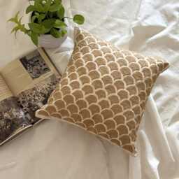 Beige Cotton Linen Jute Embroidered Abstract Pattern, 16x16 Contemporary Throw Pillow Cover - Trellis - thumbnail 3
