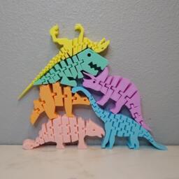 Flexible Dinosaur Toy Set 3D Printed Montessori Sensory - thumbnail 3