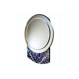 Art Deco Style Mosaic Mirror With Hooks, Purple Silver Iridescent Glass - thumbnail 2