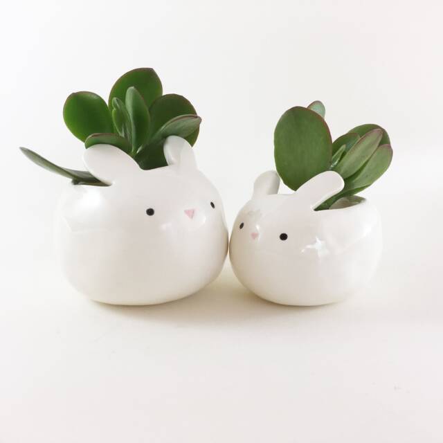 Ceramic Bunny Planter Kawaii Easter Rabbit Plant Pot - image 1