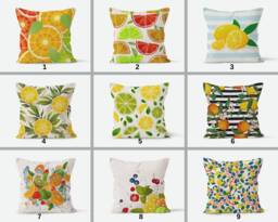 Lemon Citrus Yellow Cushion Cover, Grapefruit Lime Accent, Fresh Fruit Kitchen Decor Theme Pillow Case - thumbnail 1