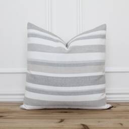 Patio Pillow Cover Outdoor Decorative Gray Striped Cushion Coastal Grey Stripe - Millie