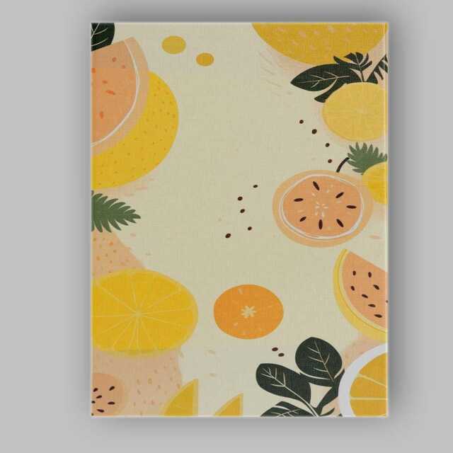 Minimalist Citrus Fruit Border Kitchen Illustration Canvas Wall Art Print Decor Picture Ready To Hang - image 1