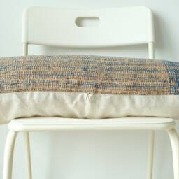 Handwoven Hemp Lumbar Pillow Cover Karen Tribal Design, Fringes - thumbnail 2