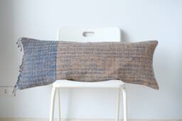 Handwoven Hemp Lumbar Pillow Cover Karen Tribal Design, Fringes - thumbnail 1