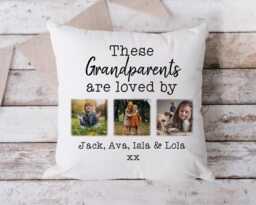 "Personalised Grandparents Photo Cushion - ""These Are Loved By" - thumbnail 1