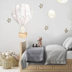 Nursery Decal, Bunny Fabric Wall Nursery Hot Air Balloon Decor, Baby Stickers, Vinyl Decals Baby Bedroom, Clings Art - thumbnail 2