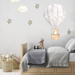 Nursery Decal, Bunny Fabric Wall Nursery Hot Air Balloon Decor, Baby Stickers, Vinyl Decals Baby Bedroom, Clings Art - thumbnail 3
