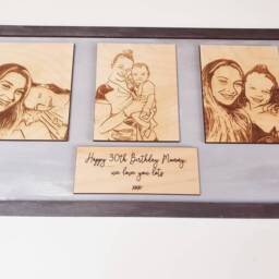 Engraved Wooden Birthday Portrait - Custom Digital Drawings, Personalized Frame - thumbnail 2