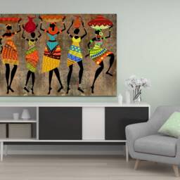 Masai African Ladies Sepia Wall Art, Hangings , Home D??cor Art Canvas Print Mounted - thumbnail 2
