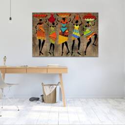 Masai African Ladies Sepia Wall Art, Hangings , Home D??cor Art Canvas Print Mounted - thumbnail 3