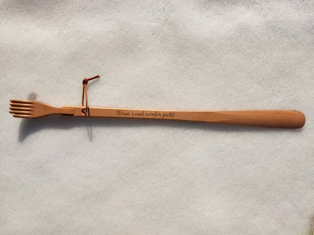 Personalized Wooden Back Scratcher & Shoe Horn, With Engraving, Oiled Beechwood, Name Or Saying - image 1
