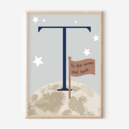 Set Of 3 Space Prints With A Personalised Astronaut & Initial Print. Perfect For Nursery, Bedroom Or Playroom - Prints Only - thumbnail 2