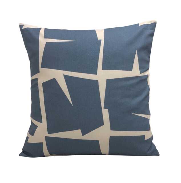 Abstract Geometric Print Indigo Blue Cushion Cover 16 - image 1